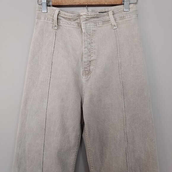 Zara ZW Collection High Waist Wide Leg Tan Jeans Size 6 - Picture 5 of 13